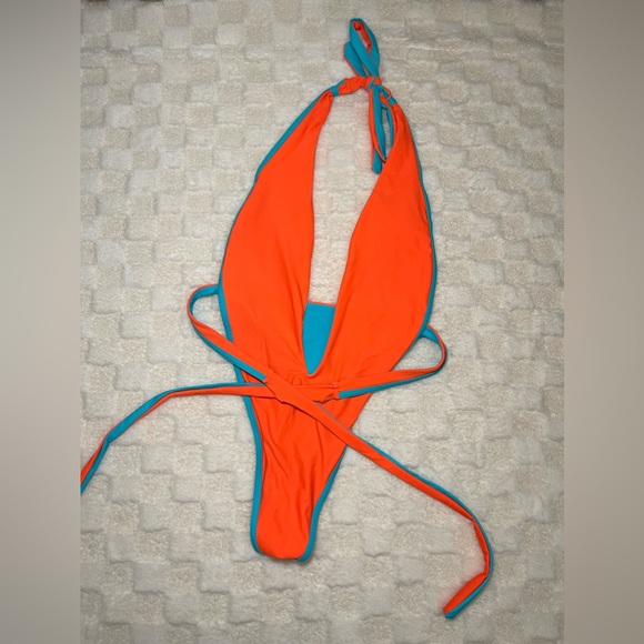 Amazon Swim One Piece Orange And Blue Bathing Suit Poshmark